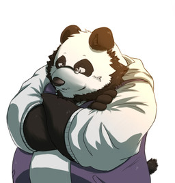 anthro black_body black_fur clothing eyewear fur glasses hoodie humanoid_hands male overweight overweight_anthro overweight_male simple_background solo topwear white_background white_body white_fur wdh3905 bear giant_panda mammal 2015 hi_res