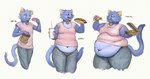 ambiguous_gender anthro bag bell bell_collar belly belly_peeking_out big_belly blue_body blue_fur bottomwear clothed clothing collar container cup dessert doughnut eating eyes_closed fit_to_fat food front_view fur happy holding_bag holding_container holding_cup holding_food holding_object hot_dog male midriff moobs navel obese obese_anthro obese_male overweight overweight_anthro overweight_male pants paper_bag pastry pizza pizza_box shirt simple_background solo standing tail topwear weight_gain white_background cettus robin_(rblxeevee) domestic_cat felid feline felis mammal 2020 hi_res sequence