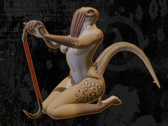 anthro breasts claws crowbar digitigrade face_tentacles female foreshortening kneeling markings midriff monster_girl_(genre) multicolored_body navel pose simple_background solo spots spotted_body spurs tentacle_mouth tentacles tools two_tone_body under_boob weapon adm half-life valve bullsquid humanoid monster monstrous_humanoid 3d_(artwork) 4:3 digital_media_(artwork) full-length_portrait hi_res pinup portrait three-quarter_portrait