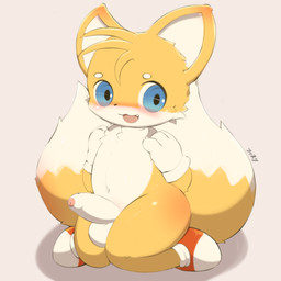 2_tails 3_fingers :3 anthro balls big_ears big_tail biped black_nose blue_eyes blush cheek_tuft clothed clothing countershade_face countershade_fur countershade_torso countershading cute_fangs dipstick_tail erection facial_tuft fangs femboy fingers footwear foreskin front_view fur genitals glistening glistening_body glistening_eyes glistening_fur gloves handwear head_tuft humanoid_genitalia humanoid_hands humanoid_penis kemono kneeling looking_at_viewer male markings mostly_nude multi_tail multicolored_penis multicolored_tail navel open_:3 open_mouth open_smile partially_retracted_foreskin penis pink_penis pupils shoes shota simple_background smile solo tail tail_markings teeth thick_tail three-quarter_view tuft two_tone_penis two_tone_tail white_background white_balls white_body white_clothing white_countershading white_fur white_gloves white_handwear white_inner_ear white_penis white_tail white_tail_tip wide_hips yellow_body yellow_ears yellow_fur yellow_tail young young_anthro fisuku sega sonic_the_hedgehog_(series) miles_prower canid canine fox mammal 1:1 2023 absurd_res colored digital_media_(artwork) full-length_portrait hi_res portrait shaded
