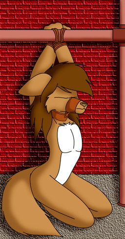 anthro bdsm bondage bound collar female muzzle_(object) muzzled nude rope solo submissive submissive_female tail lonefox freefall_(webcomic) florence_ambrose bowman's_wolf canid canine canis mammal red_wolf wolf