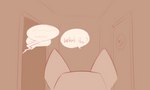 anthro back_of_head dialogue door doorway female simple_background solo hitsuji super_planet_dolan shima_luan felid feline mammal