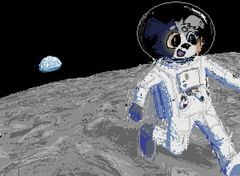 ambiguous_gender anthro astronaut clothed clothing earth fur grey_body grey_fur moon open_mouth open_smile planet smile solo white_body white_fur demensa australian_shepherd canid canine canis domestic_dog herding_dog mammal pastoral_dog sheepdog 2020 digital_media_(artwork) pixel_(artwork)