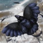 ambiguous_gender beak bird's-eye_view black_beak black_body black_feathers black_tail black_wings blurred_background cold detailed_background feathered_wings feathers feral flying high-angle_view outside plant snow solo spread_wings tail tail_feathers tree wings kuroi-kisin avian bird corvid corvus_(genus) crow oscine passerine 2019 dated digital_media_(artwork) shaded signature