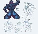 anthro big_breasts big_butt breast_grab breasts butt crouching duo female female/female hand_on_breast hug huge_breasts human_on_anthro interspecies larger_female muscular muscular_female pose size_difference smaller_female text thick_thighs conadolpomp mario_bros nintendo chompie_(conadolpomp) chain_chomp human mammal english_text