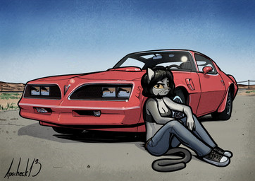 anthro bottomwear breasts car clothing denim denim_bottomwear denim_clothing desert desert_background female footwear jeans looking_at_viewer pants shirt shoes sitting sneakers solo tank_top topwear vehicle apocheck13 converse pontiac pontiac_firebird elya_(apocheck13) domestic_cat felid feline felis mammal