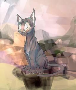 blind claws disability empty_eyes feral fur grey_body grey_fur male sitting solo tail white_eyes woofarin warriors_(book_series) jayfeather_(warriors) domestic_cat felid feline felis mammal absurd_res hi_res