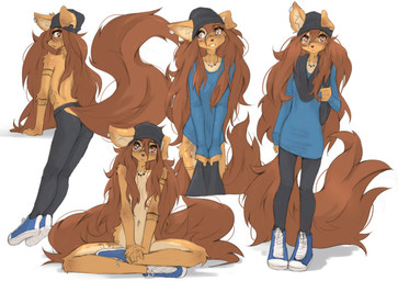 5_fingers abdominal_tattoo anthro anti-eyebrow_piercing arm_tattoo bottomless bottomwear breasts bridge_piercing brown_eyes brown_hair brown_tail cheek_piercing clothed clothing countershade_torso countershading ear_piercing ear_ring facial_piercing female fingers flesh_tunnel footwear front_view fully_clothed fur furgonomic_bottomwear furgonomic_headwear furgonomics gauged_ear hair hat headgear headwear hip_tattoo inner_ear_fluff jewelry leg_tattoo long_hair long_tail looking_aside looking_at_viewer looking_back mostly_nude multiple_angles navel neck_tattoo necklace no_underwear nose_piercing one_ear_up pants partially_clothed piercing rear_view ring_piercing scarf shirt shoes simple_background sitting small_breasts smile solo standing tail tan_body tan_fur tattoo teeth thigh_tattoo topless topwear tuft white_background tinygaypirate apogee_(tinygaypirate) canid canine canis domestic_dog mammal 2024 absurd_res hi_res