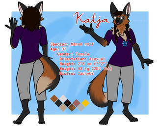 anthro bottomwear braided_pigtails brown_eyes brown_hair clothed clothing dipstick_tail eyewear female fur glasses gloves_(marking) grey_bottomwear grey_clothing grey_pants hair logo_on_clothing mane markings open_mouth orange_body orange_fur pants purple_clothing purple_shirt purple_topwear raised_hand rear_view round_glasses shirt simple_background smile solo standing tail tail_markings text topwear wearing_glasses flawedspirit kde linux katja_(flawedspirit) canid canine mammal maned_wolf 2025 digital_drawing_(artwork) digital_media_(artwork) english_text hi_res model_sheet