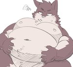 anthro belly big_belly humanoid_hands kemono male moobs navel nipples overweight overweight_male simple_background solo white_background diru11 canid canine canis domestic_dog mammal 2022