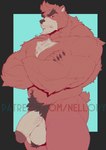 anthro balls barazoku belly_hair big_balls big_penis black_border body_hair border chest_hair claws crossed_arms eyebrows flaccid genitals happy_trail humanoid_genitalia humanoid_penis looking_at_viewer male mature_male muscular muscular_anthro muscular_arms muscular_male nude_anthro nude_male outside_border pecs penis pubes solo tail text thick_eyebrows thick_thighs vein veiny_penis mr_nellory the_boy_and_the_beast kumatetsu bear mammal digital_drawing_(artwork) digital_media_(artwork) hi_res url watermark