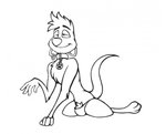 3_toes 4_fingers anthro bdsm clothing collar ear_piercing feet fingers jockstrap kneeling male petplay piercing roleplay solo toes underwear foxyhunter disney the_lion_king timon herpestid mammal meerkat traditional_media_(artwork) male_(lore)