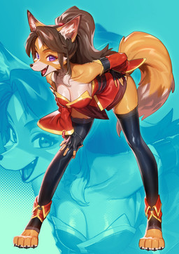 anthro armwear bare_shoulders barefoot black_clothing black_legwear black_thigh_highs breasts brown_hair clothing detached_sleeves feet female female_anthro fox_ears fox_tail fur hair leaning leaning_forward legwear long_hair looking_at_viewer orange_body orange_fur pose purple_eyes red_detached_sleeves solo stockings tail thigh_highs toeless_legwear toes tongue goatdraw kumiho_(purplelemons) canid canine fox mammal absurd_res colored detailed digital_drawing_(artwork) digital_media_(artwork) full-length_portrait hi_res portrait shaded