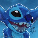 black_eyes blue_background blue_body blue_fur blue_nose chest_tuft fur head_tuft open_mouth open_smile outline simple_background smile solo tuft shadowsky disney lilo_and_stitch stitch_(lilo_and_stitch) alien experiment_(lilo_and_stitch) 1:1 2022 bust_portrait portrait traditional_media_(artwork) watermark