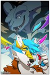 anthro apode border duo fur legless male male/male popped_balloon serpentine white_body white_border white_fur misscrex darus_(lexuria_and_friends) kooper_(koopershiba) canid canine draconcopode mammal naga comic cover cover_art cover_page hi_res