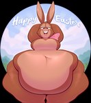 anthro belly big_belly big_breasts breasts brown_body brown_fur female fur holidays looking_at_viewer mascot narrowed_eyes navel nude obese overweight overweight_anthro overweight_female ribbons smile solo text thick_thighs wide_hips ridiculouscake cadbury easter cadbury_bunny lagomorph leporid mammal rabbit 2022 alpha_channel colored digital_drawing_(artwork) digital_media_(artwork) english_text hi_res