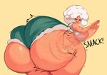 anthro bent_over big_breasts big_butt bottomwear bovid breasts bulumble-bee butt butt_ripples butt_slap caprine clothing english_text female fur hi_res huge_breasts huge_butt huge_hips huge_thighs hyper hyper_butt looking_back mammal one_eye_closed onomatopoeia open_mouth sheep shirt shorts slap slapping_own_butt slapping_self solo sound_effects tan_body text thick_thighs thorn_(ownintime) topwear white_body white_fur white_wool wide_hips wool_(fur) yellow_eyes