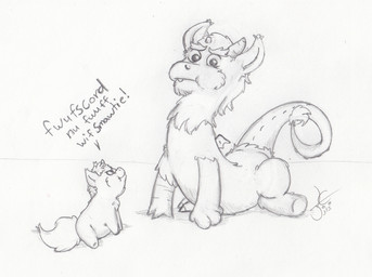 ambiguous_feral ambiguous_gender baby_talk dialogue duo eyebrows fangs feral frown fur hair horn looking_at_another looking_at_viewer male male_feral mouth_closed paws puffed_cheeks quadruped simple_background sitting small_horn tail tail_tuft teeth text tuft white_background young young_ambiguous young_feral wetfluff fluffy_pony mythology dragon equid equine fluffy_pony_(species) furred_dragon furred_scalie mammal mythological_creature mythological_equine mythological_scalie scalie unicorn english_text graphite_(artwork) hi_res monochrome signature traditional_media_(artwork)