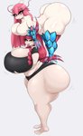 absurd_res bent_over big_breasts big_butt blep blush breast_squish breasts butt cleavage clothed clothing duo female generation_3_pokemon generation_5_pokemon glistening glistening_body glistening_breasts glistening_butt glistening_skin hair hi_res holding_breast huge_breasts huge_butt humanoid hyper hyper_breasts hyper_butt luditima milotic nintendo nude pink_hair pokemon pokemon_(species) pokemon_humanoid pokemorph red_eyes red_hair scolipede squish thick_thighs tongue tongue_out white_body yellow_eyes