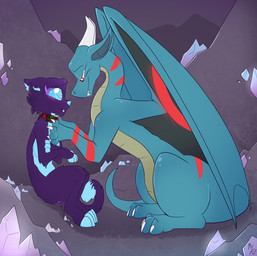 2_horns anthro biped black_body blue_body blue_countershading blue_eyes breasts cave cheek_tuft claws collar collar_only countershade_torso countershading crystal digitigrade dipstick_tail duo eye_contact facial_tuft feet female feral fingerless_(marking) grey_body horn inside interspecies larger_feral larger_male looking_at_another male male/female markings medium_breasts membrane_(anatomy) membranous_wings mind_control nude quadruped red_eyes red_markings size_difference smaller_anthro smaller_female spiral spiral_eyes tail tail_markings tan_body tan_countershading toeless_(marking) tuft white_markings wings fuf european_mythology mythology dragoviir domestic_cat dragon felid feline felis mammal mythological_creature mythological_scalie scalie western_dragon 2019 hi_res