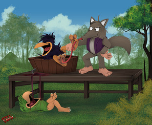 3_toes alcohol ankle_grab anthro beak beverage biped black_body black_feathers bottomless brown_body brown_fur claws clothed clothing cloud dirty dirty_feet eyes_closed feather_tuft feathers feet foot_fetish foot_lick foot_play fur grass green_body green_feathers group hands_behind_head laugh leg_grab licking long_tongue lying male mouth_closed nude_anthro nude_male on_back open_mouth open_smile orange_beak orange_talons plant purple_clothing purple_topwear purple_vest sky smile tail tail_feathers tickle_fetish tickling tickling_feet toe_claws toes tongue topwear topwear_only tree trio tuft vest vest_only white_inner_ear wine glifer anteater avian bird corvid corvus_(genus) crow mammal oscine parrot passerine pilosan xenarthran hi_res