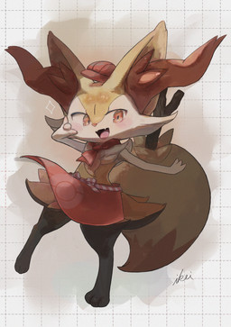 3_fingers 3_toes ambiguous_anthro ambiguous_gender anthro apron arm_tuft big_tail biped black_body black_fur blush blush_lines cheek_tuft chest_tuft clothing digitigrade dipstick_tail facial_tuft feet fingers flat_chested flesh_fang front_view fur hat headgear headwear inner_ear_fluff looking_at_viewer markings multicolored_body multicolored_fur object_in_tail on_one_leg open_mouth open_smile orange_body orange_eyes orange_fur orange_nose orange_tail_tip partially_clothed_ambiguous partially_clothed_anthro pointy_ears prick_ears red_apron red_ascot red_clothing red_hat red_headwear shoulder_tuft smile solo sparkles standing stick stick_in_tail tail tail_markings toes tongue tuft two_tone_tail white_body white_fur yellow_body yellow_fur yellow_tail ikei nintendo pokemon braixen canid generation_6_pokemon mammal pokemon_(species) 2023 absurd_res digital_drawing_(artwork) digital_media_(artwork) full-length_portrait hi_res portrait shaded signature