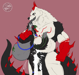 anal anal_penetration anthro balls bdsm belly big_balls big_penis bodily_fluids cum cum_balloons cum_drip cum_in_ass cum_inflation cum_inside cum_on_self dripping duo erection genital_fluids genitals horn inflation kissing male male/male mind_control nude penetration penis pregnant pregnant_anthro pregnant_male sex simple_background size_difference smothering submissive tongue sorakskullsnake kumasfer skunkor bear demon mammal mephitid skunk absurd_res hi_res