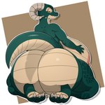 anthro areola big_breasts big_butt breasts butt claw_toes claws female horn huge_breasts huge_butt huge_hips huge_thighs hyper hyper_breasts hyper_butt looking_at_viewer nipples non-mammal_breasts non-mammal_nipples nude scales simple_background smile solo tail thick_thighs ventral_scales wide_hips prozak514 kobold reptile scalie 1:1 digital_media_(artwork) hi_res