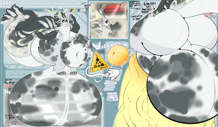 animal_genitalia antennae_(anatomy) anthro balls big_balls big_butt big_knot big_penis big_sheath big_tail black_sclera bodily_fluids butt cum cum_flooding digitigrade excessive_cum excessive_genital_fluids exclamation_point expansion eyelashes fin genital_fluids genitals giant_sperm gills glass growth huge_balls huge_butt huge_knot huge_penis huge_sheath huge_thighs hyper hyper_balls hyper_cum hyper_genitalia hyper_knot hyper_penis hyper_pregnancy hyper_sheath knot male markings multicolored_antennae multicolored_body multicolored_ears penis pregnant scales sheath shortstack shortstack_male small_waist solo sperm_cell sperm_size_difference spots spotted_body tail text thick_thighs vein veiny_penis warning_symbol white_body white_scales yellow_penis mr-walrus mythology erros aquatic dragon merseed_dragon mythological_creature mythological_scalie scalie 2025 absurd_res english_text hi_res model_sheet