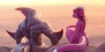 anthro duo eyes_closed female fin flat_chested gesture grey_body hair horizon horn male male/female muscular muscular_anthro muscular_male piercing pink_body relationship relationship_goals relaxed_expression sitting smile smiling_at_another smiling_at_partner sunset tail vornoxxr mythology cera_(ceraferis) kuyo_(arcadegig) dragon fish marine mythological_creature mythological_scalie reptile scalie shark 2:1 3d_(artwork) absurd_res digital_media_(artwork) hi_res