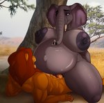 absurd_res anthro anthro_on_anthro anthro_penetrated anthro_penetrating anthro_penetrating_anthro areola belly big_areola big_belly big_breasts big_ears breasts cowgirl_position disney duo el-loko elephant elephantid english_text felid female from_front_position genitals hi_res huge_areola huge_belly huge_breasts interspecies interspecies_pregnancy larger_female larger_penetrated lion male male/female mammal mane montgomery_glands nipples on_bottom on_top pantherine penetration penile penile_penetration penis penis_in_pussy pregnant pregnant_anthro pregnant_female pregnant_sex proboscidean proboscis_(anatomy) pussy sex simba_(the_lion_king) size_difference smaller_male text the_lion_king thick_thighs trunk_(anatomy) tusks vaginal vaginal_penetration