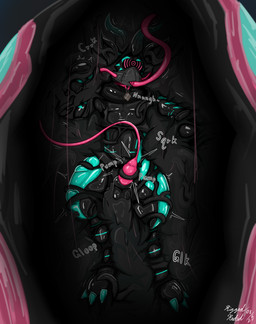 bound chrysalis collar drone dronification encasement goo_bondage goo_transformation hypnosis hypnotic_visor latex latex_bondage male mind_control onomatopoeia penile penis_milking solo sound_effects submissive submissive_male text transformation riggedreded milus 2025 hi_res