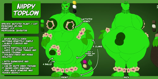 3_fingers 3_toes 4_balls alternative_fashion anthro anus balls big_breasts big_butt big_penis breasts butt clothed clothing fangs feet fingers flower genitals glans gynomorph huge_breasts huge_butt huge_thighs humanoid_genitalia humanoid_penis information_box intersex leaf leaf_hair leaf_tail looking_at_viewer multi_balls multi_genitalia neck_tuft nippy_toplow_(bloomwater) nude penile penis plant plant_hair pseudo_hair solo spread_anus spreading steampunk steampunk_goggles tail teeth text text_box thick_thighs toes tuft yellow_eyes sokoyo_owo domestic_cat elemental_creature felid feline felis flora_fauna hybrid mammal absurd_res english_text hi_res model_sheet