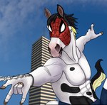 abs anthro building fingers hooved_fingers hooves male mask pecs skyscraper solo superhero glaerd marvel spider-man_(series) glaerd_(character) spider-man_(character) equid equine horse mammal