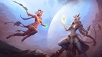 boots bottomwear braided_hair braided_ponytail breasts clothing crystal duo female footwear hair horn humanoid_pointy_ears leg_wraps loincloth long_hair melee_weapon midriff navel not_furry open_mouth outside pointy_ears ponytail red_body red_skin scarf shoes short_hair sword topwear weapon wraps ullr_(artist) lyrei_(ullr) demon demon_humanoid humanoid 16:9 2023 hi_res widescreen