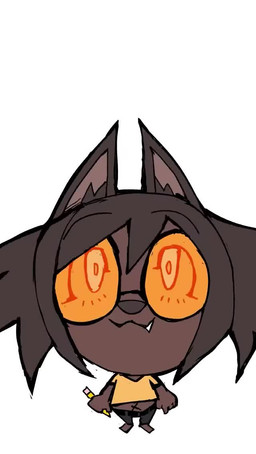 anthro brown_body brown_fur brown_hair chibi cute_fangs drawing_(action) exclamation_point eyewear fangs female fur glasses hair holding_object holding_pencil humor looking_at_viewer navel orange_eyewear orange_glasses pencil_(object) simple_background solo teeth tongue tongue_out white_background x_navel genc vine_boom lulu_(genc) canid canine canis domestic_dog mammal animated short_playtime sound video