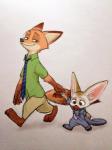 3_toes anthro barefoot claws clothed clothing duo feet fully_clothed fur male orange_body orange_fur plantigrade toes mortic_ox disney zootopia finnick_(zootopia) nick_wilde canid canine fennec_fox fox mammal red_fox true_fox 2018 3:4