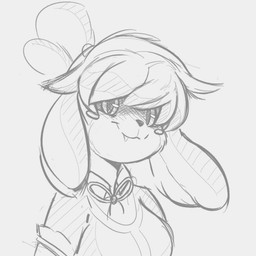 >:3 anthro bangs black_nose black_sclera blush clothing fangs female grey_background hair hair_bun shirt simple_background smile solo teeth topwear arteficialtrees animal_crossing nintendo isabelle_(animal_crossing) canid canine canis domestic_dog mammal shih_tzu toy_dog 2019 bust_portrait monochrome portrait sketch