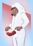 animal_genitalia animal_penis anthro big_penis bulge canine_genitalia canine_penis clothing costume erection genitals knot male male_anthro onesie penis red_penis simple_background solo wardrobe_malfunction timberdonk dreamworks the_bad_guys mr._wolf_(the_bad_guys) canid canine canis mammal wolf digital_media_(artwork) hi_res