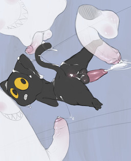after_orgasm after_sex anthro anus backsack balls black_body black_fur blush bodily_fluids butt crossgender cum cum_covered cum_drip cum_from_ass cum_in_ass cum_inside cum_on_balls cum_on_face cum_on_head cum_string disembodied_penis dripping dutch_angle erection faceless_character faceless_male flaccid foreskin fur gangbang genital_fluids genitals grin group group_sex holidays humanoid_genitalia humanoid_penis looking_back lying male male/male messy nude on_front partially_retracted_foreskin penis penis_backwards perineum raised_tail sex smile solo_focus spread_legs spreading tail vein veiny_penis yellow_eyes nivy_(artist) google google_doodle halloween magic_cat_academy momo_(google) domestic_cat felid feline felis ghost mammal spirit 2016 alternate_version_at_source