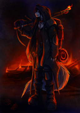 5_fingers anthro backlighting backpack boots bottomwear car clothed clothing coat collar fingerless_gloves fingers fire flamethrower footwear frown fully_clothed gloves handwear holding_object holding_weapon knee_pads light male pants ranged_weapon shirt shoes solo standing tail topwear vehicle weapon weapon_on_shoulder drdubz neotheta canid canine canis domestic_dog mammal 2015 absurd_res full-length_portrait hi_res lighting portrait
