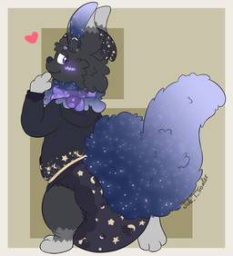 anthro beanie black_clothing black_hoodie black_topwear blush border clean_diaper clothed clothing comfy diaper fluffy fluffy_tail geometric_background hand_on_chin hat headgear headwear heart_symbol hoodie kerchief looking_back neckerchief neckwear one_eye_obstructed paws simple_background smile solo space tail tan_border topwear wearing_diaper jake_the_traveler nintendo pokemon fan_character polaris_(saiph78) eevee generation_1_pokemon mammal pokemon_(species) digital_media_(artwork) hi_res signature nonbinary_(lore)