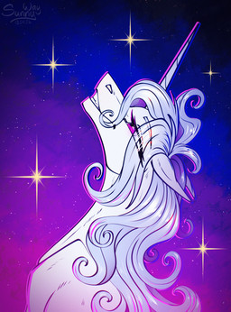 dream fangs female feral hair horn long_hair night smile solo star teeth sunny_way hasbro my_little_pony mythology equid equine mammal mythological_creature mythological_equine unicorn bust_portrait hi_res portrait