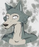 adam's_apple anthro bodily_fluids fur male multicolored_body multicolored_fur nervous snout solo sweat two_tone_body two_tone_fur abhishri beastars legoshi_(beastars) canid canine canis mammal wolf 2021 signature