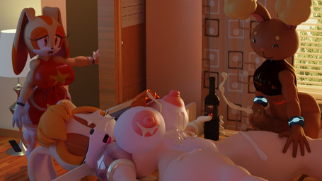 abs aged_up anthro bedroom being_watched big_breasts bodily_fluids breasts butt caught_in_the_act cum drunk excessive_cum excessive_genital_fluids female genital_fluids group huge_breasts infidelity looking_at_another male male/female sex sleep_sex sleeping substance_intoxication wine_bottle palisal nintendo pokemon sega sonic_the_hedgehog_(series) cream_the_rabbit londys vanilla_the_rabbit buneary generation_4_pokemon humanoid lagomorph leporid mammal pokemon_(species) rabbit 16:9 3d_(artwork) blender_(artwork) digital_media_(artwork) hi_res widescreen