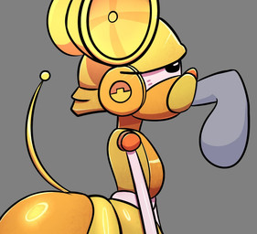 anthro balls big_butt black_eyes butt duo fellatio female female_focus genitals grey_background machine male male/female oral orange_nose penile penis sex simple_background tail yellow_body yellow_ears yellow_tail kaiser_grr animal_mechanicals mouse_(animal_mechanicals) living_machine mammal mouse murid murine robot rodent 2025