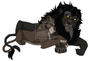 annoyed black_body black_hair black_nose blue_eyes brown_body claws cuddling displeased duo feral frown hair male mane paws pleased scar simple_background slicked_back_hair smile tail wary white_background lil-cheetah disney the_lion_king galaka_(lil-cheetah) lelia_(lil-cheetah) felid lion mammal pantherine distracting_watermark source_request unavailable_at_source watermark