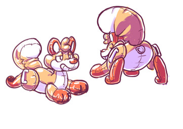 bedroom_eyes butt butt_valve feral glistening glistening_body handles_on_hips inflatable narrowed_eyes presenting presenting_hindquarters seam_(sewing) seductive simple_background solo white_background memopemo animate_inanimate canid canine fox living_inflatable living_pool_toy mammal absurd_res digital_media_(artwork) hi_res