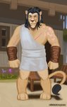 anthro barbarian black_hair clothed clothing detailed_background facial_hair faction_raiders faction_sultanates faction_tribes flower fur hair looking_at_viewer male mature_anthro mature_male muscular muscular_anthro muscular_male outside plant scar solo tan_body tan_fur toga tribal wraps wrist_wraps misterfyrryman welcome_to_valhalla regal felid lion mammal pantherine absurd_res hi_res