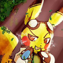 brown_eyes clothing coat ears_up evil_grin eyewear eyewear_on_head feral fire fur goggles goggles_on_head humor lab_coat male professor science smile solo topwear yellow_body yellow_fur unknown_artist nintendo pokemon prof_pikachu generation_1_pokemon pikachu pokemon_(species) 1:1 absurd_res hi_res